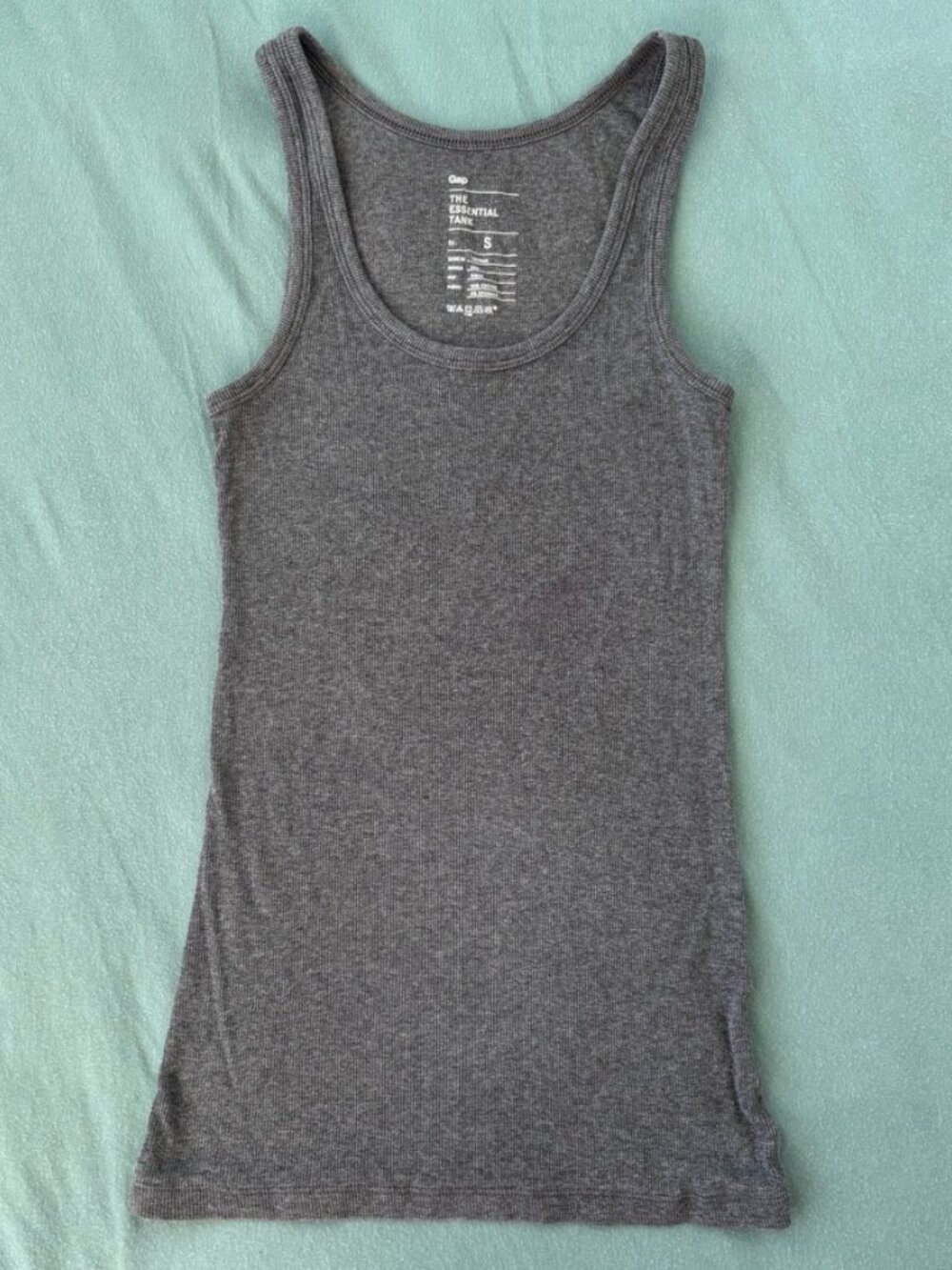 Gap The Essential Tank Dark Charcoal Heather Grey Ribbed Scoop Neck Top S